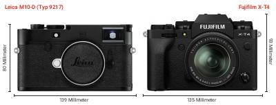Größenvergleich: Leica M10-D (Typ 9217) vs. Fujifilm X-T4 Größenvergleich: Leica M10-D (Typ 9217) vs. Fujifilm X-T4
