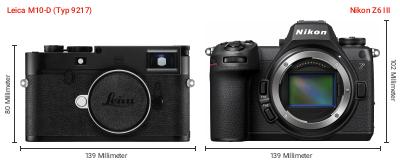 Größenvergleich: Leica M10-D (Typ 9217) vs. Nikon Z6 III Größenvergleich: Leica M10-D (Typ 9217) vs. Nikon Z6 III