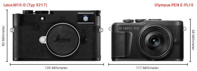 Größenvergleich: Leica M10-D (Typ 9217) vs. OM System PEN E-PL10 Größenvergleich: Leica M10-D (Typ 9217) vs. OM System PEN E-PL10