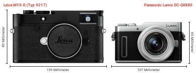 Größenvergleich: Leica M10-D (Typ 9217) vs. Panasonic Lumix DC-GX880 Größenvergleich: Leica M10-D (Typ 9217) vs. Panasonic Lumix DC-GX880