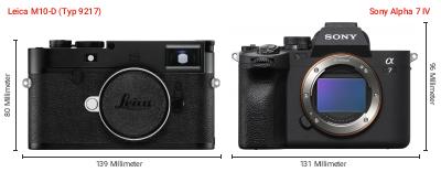 Größenvergleich: Leica M10-D (Typ 9217) vs. Sony Alpha 7 IV