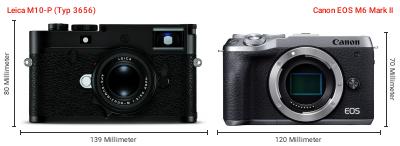 Größenvergleich: Leica M10-P (Typ 3656) vs. Canon EOS M6 Mark II Größenvergleich: Leica M10-P (Typ 3656) vs. Canon EOS M6 Mark II