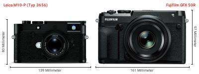 Größenvergleich: Leica M10-P (Typ 3656) vs. Fujifilm GFX 50R Größenvergleich: Leica M10-P (Typ 3656) vs. Fujifilm GFX 50R