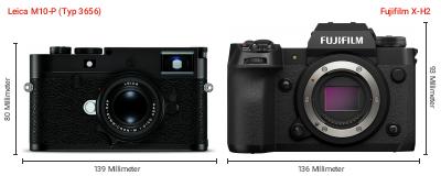 Größenvergleich: Leica M10-P (Typ 3656) vs. Fujifilm X-H2 Größenvergleich: Leica M10-P (Typ 3656) vs. Fujifilm X-H2