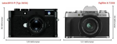 Größenvergleich: Leica M10-P (Typ 3656) vs. Fujifilm X-T200 Größenvergleich: Leica M10-P (Typ 3656) vs. Fujifilm X-T200