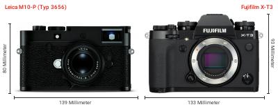 Größenvergleich: Leica M10-P (Typ 3656) vs. Fujifilm X-T3 Größenvergleich: Leica M10-P (Typ 3656) vs. Fujifilm X-T3
