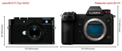 Größenvergleich: Leica M10-P (Typ 3656) vs. Panasonic Lumix DC-S1 Größenvergleich: Leica M10-P (Typ 3656) vs. Panasonic Lumix DC-S1