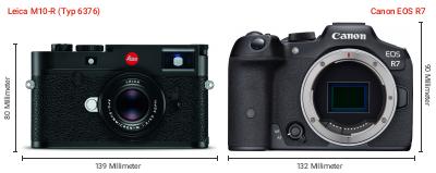 Größenvergleich: Leica M10-R (Typ 6376) vs. Canon EOS R7 Größenvergleich: Leica M10-R (Typ 6376) vs. Canon EOS R7