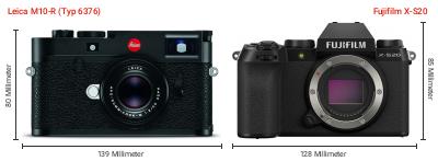 Größenvergleich: Leica M10-R (Typ 6376) vs. Fujifilm X-S20