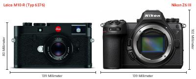 Größenvergleich: Leica M10-R (Typ 6376) vs. Nikon Z6 III