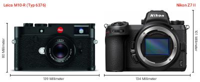 Größenvergleich: Leica M10-R (Typ 6376) vs. Nikon Z7 II Größenvergleich: Leica M10-R (Typ 6376) vs. Nikon Z7 II