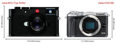 Größenvergleich: Leica M10 (Typ 3656) vs. Canon EOS M6 Größenvergleich: Leica M10 (Typ 3656) vs. Canon EOS M6