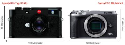 Größenvergleich: Leica M10 (Typ 3656) vs. Canon EOS M6 Mark II