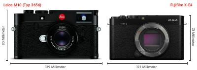 Größenvergleich: Leica M10 (Typ 3656) vs. Fujifilm X-E4 Größenvergleich: Leica M10 (Typ 3656) vs. Fujifilm X-E4