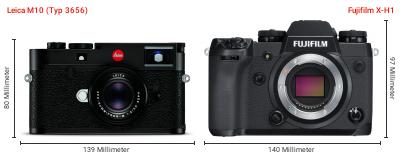 Größenvergleich: Leica M10 (Typ 3656) vs. Fujifilm X-H1 Größenvergleich: Leica M10 (Typ 3656) vs. Fujifilm X-H1