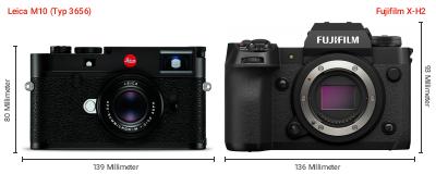 Größenvergleich: Leica M10 (Typ 3656) vs. Fujifilm X-H2
