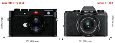 Größenvergleich: Leica M10 (Typ 3656) vs. Fujifilm X-T100 Größenvergleich: Leica M10 (Typ 3656) vs. Fujifilm X-T100
