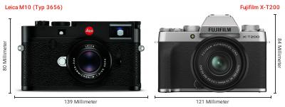 Größenvergleich: Leica M10 (Typ 3656) vs. Fujifilm X-T200 Größenvergleich: Leica M10 (Typ 3656) vs. Fujifilm X-T200