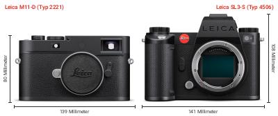 Größenvergleich: Leica M11-D (Typ 2221) vs. Leica SL3-S (Typ 4506)