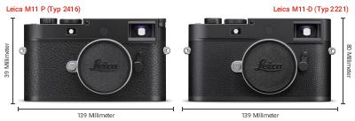 Größenvergleich: Leica M11 P (Typ 2416) vs. Leica M11-D (Typ 2221) Größenvergleich: Leica M11 P (Typ 2416) vs. Leica M11-D (Typ 2221)