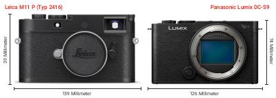 Größenvergleich: Leica M11 P (Typ 2416) vs. Panasonic Lumix DC-S9 Größenvergleich: Leica M11 P (Typ 2416) vs. Panasonic Lumix DC-S9