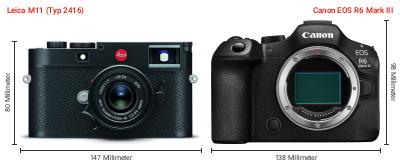 Größenvergleich: Leica M11 (Typ 2416) vs. Canon EOS R6 Mark III