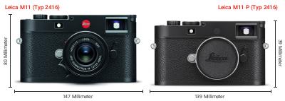 Größenvergleich: Leica M11 (Typ 2416) vs. Leica M11 P (Typ 2416) Größenvergleich: Leica M11 (Typ 2416) vs. Leica M11 P (Typ 2416)