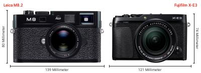 Größenvergleich: Leica M8.2 vs. Fujifilm X-E3
