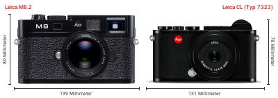 Größenvergleich: Leica M8.2 vs. Leica CL (Typ 7323) Größenvergleich: Leica M8.2 vs. Leica CL (Typ 7323)