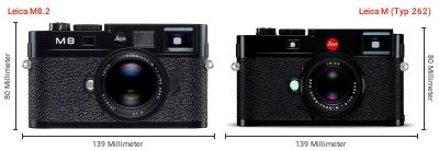 Größenvergleich: Leica M8.2 vs. Leica M (Typ 262) Größenvergleich: Leica M8.2 vs. Leica M (Typ 262)