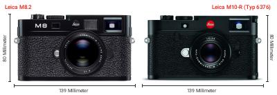 Größenvergleich: Leica M8.2 vs. Leica M10-R (Typ 6376) Größenvergleich: Leica M8.2 vs. Leica M10-R (Typ 6376)