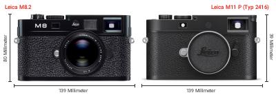 Größenvergleich: Leica M8.2 vs. Leica M11 P (Typ 2416) Größenvergleich: Leica M8.2 vs. Leica M11 P (Typ 2416)