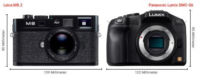 Größenvergleich: Leica M8.2 vs. Panasonic Lumix DMC-G6 Größenvergleich: Leica M8.2 vs. Panasonic Lumix DMC-G6