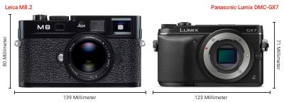 Größenvergleich: Leica M8.2 vs. Panasonic Lumix DMC-GX7 Größenvergleich: Leica M8.2 vs. Panasonic Lumix DMC-GX7