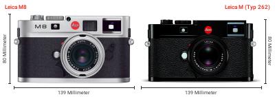 Größenvergleich: Leica M8 vs. Leica M (Typ 262) Größenvergleich: Leica M8 vs. Leica M (Typ 262)