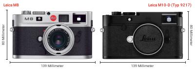 Größenvergleich: Leica M8 vs. Leica M10-D (Typ 9217) Größenvergleich: Leica M8 vs. Leica M10-D (Typ 9217)