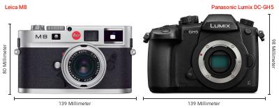 Größenvergleich: Leica M8 vs. Panasonic Lumix DC-GH5 Größenvergleich: Leica M8 vs. Panasonic Lumix DC-GH5