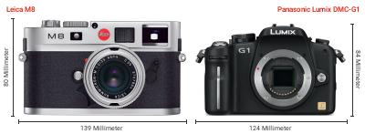 Größenvergleich: Leica M8 vs. Panasonic Lumix DMC-G1 Größenvergleich: Leica M8 vs. Panasonic Lumix DMC-G1