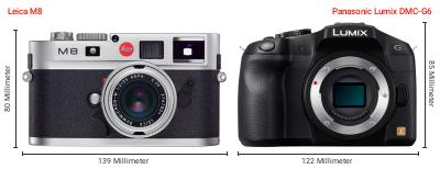 Größenvergleich: Leica M8 vs. Panasonic Lumix DMC-G6 Größenvergleich: Leica M8 vs. Panasonic Lumix DMC-G6