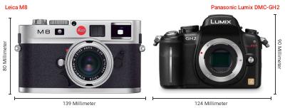 Größenvergleich: Leica M8 vs. Panasonic Lumix DMC-GH2 Größenvergleich: Leica M8 vs. Panasonic Lumix DMC-GH2
