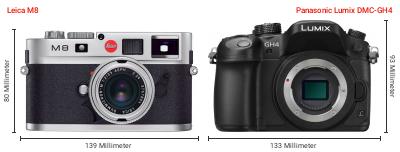Größenvergleich: Leica M8 vs. Panasonic Lumix DMC-GH4 Größenvergleich: Leica M8 vs. Panasonic Lumix DMC-GH4