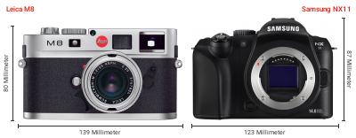Größenvergleich: Leica M8 vs. Samsung NX11 Größenvergleich: Leica M8 vs. Samsung NX11