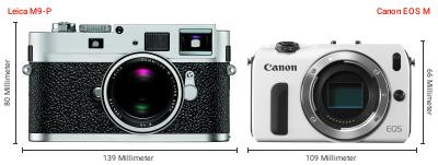 Größenvergleich: Leica M9-P vs. Canon EOS M Größenvergleich: Leica M9-P vs. Canon EOS M