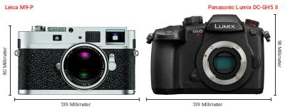 Größenvergleich: Leica M9-P vs. Panasonic Lumix DC-GH5 II Größenvergleich: Leica M9-P vs. Panasonic Lumix DC-GH5 II