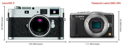 Größenvergleich: Leica M9-P vs. Panasonic Lumix DMC-GF6