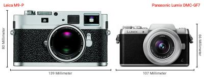 Größenvergleich: Leica M9-P vs. Panasonic Lumix DMC-GF7