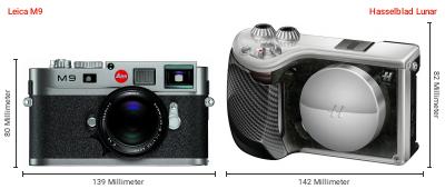 Größenvergleich: Leica M9 vs. Hasselblad Lunar Größenvergleich: Leica M9 vs. Hasselblad Lunar