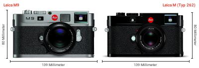 Größenvergleich: Leica M9 vs. Leica M (Typ 262) Größenvergleich: Leica M9 vs. Leica M (Typ 262)