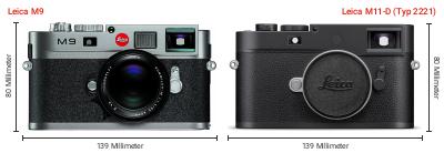 Größenvergleich: Leica M9 vs. Leica M11-D (Typ 2221) Größenvergleich: Leica M9 vs. Leica M11-D (Typ 2221)