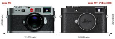 Größenvergleich: Leica M9 vs. Leica M11 P (Typ 2416) Größenvergleich: Leica M9 vs. Leica M11 P (Typ 2416)